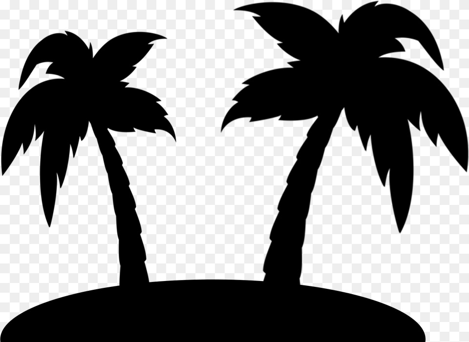 Transparent Palm Tree Silhouette, Gray Png Image