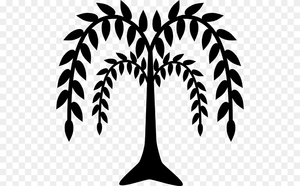 Transparent Palm Trees Clip Art Drawing Of Weeping Willow Tree, Leaf, Plant, Silhouette, Stencil Free Png