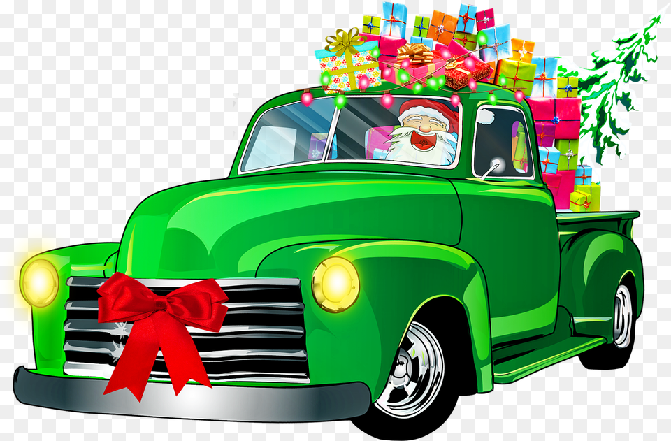Papai Noel Santa Claus Car, Pickup Truck, Transportation, Truck, Vehicle Free Transparent Png