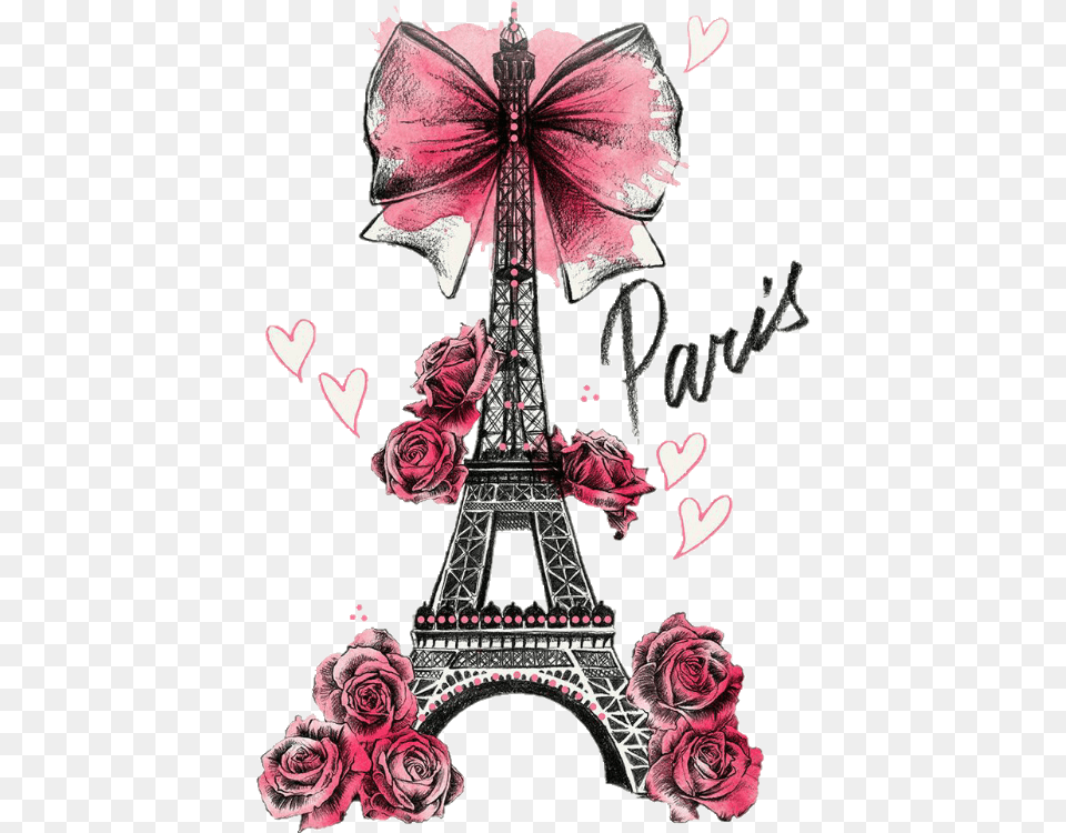 Transparent Paris Clipart Pink Eiffel Tower Drawing, Art, Graphics, Flower, Plant Png