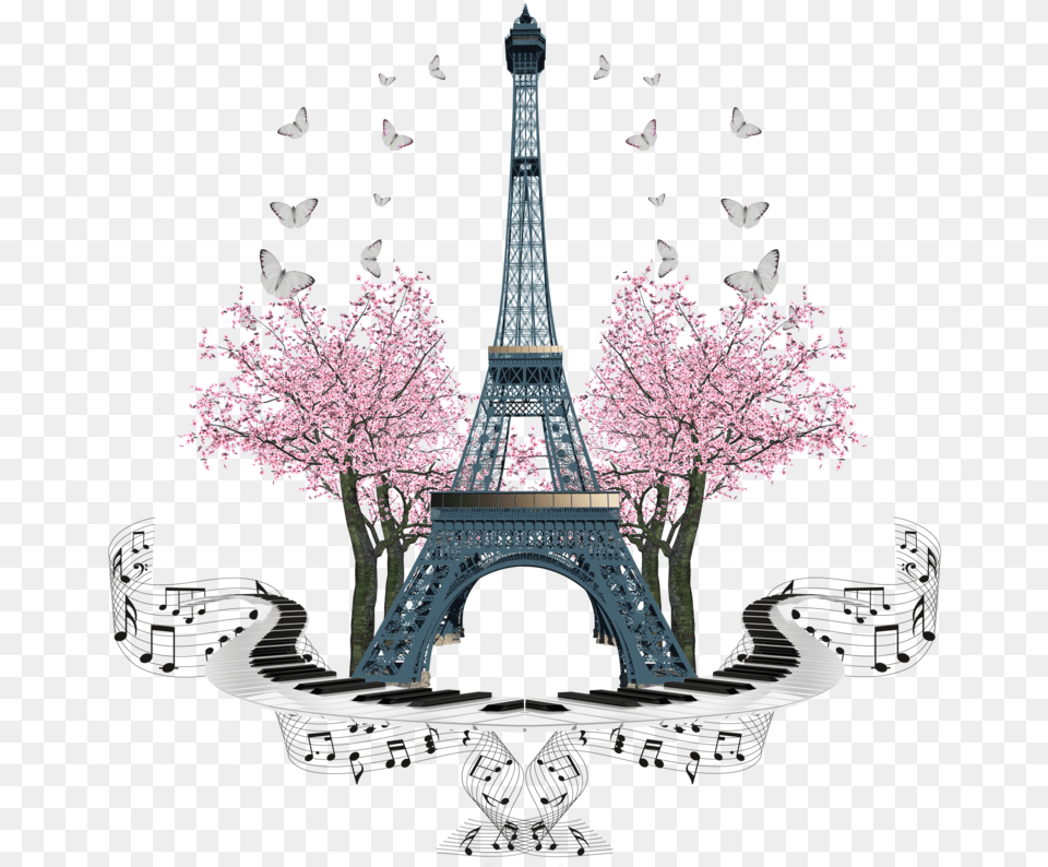 Transparent Pars Eiffel Tower, Flower, Plant, Cherry Blossom Png