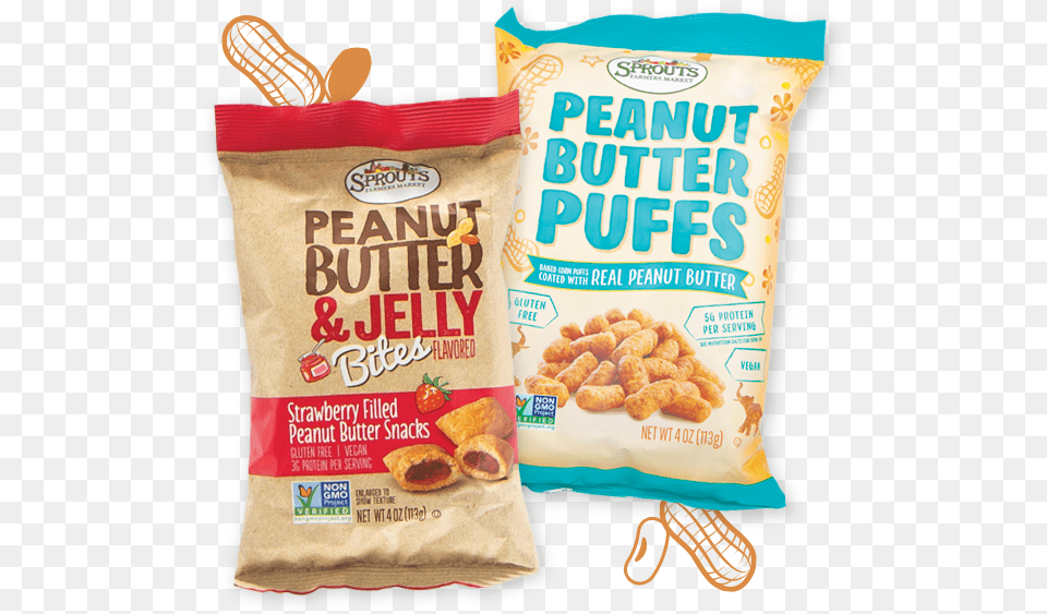 Transparent Peanut Butter And Jelly Sprouts Peanut Butter Puffs, Food, Snack Png Image