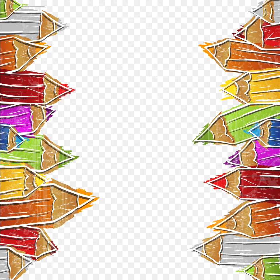 Transparent Pencil Vector Color Pencil Drawing Border, Art, Collage, Modern Art, Graffiti Png Image