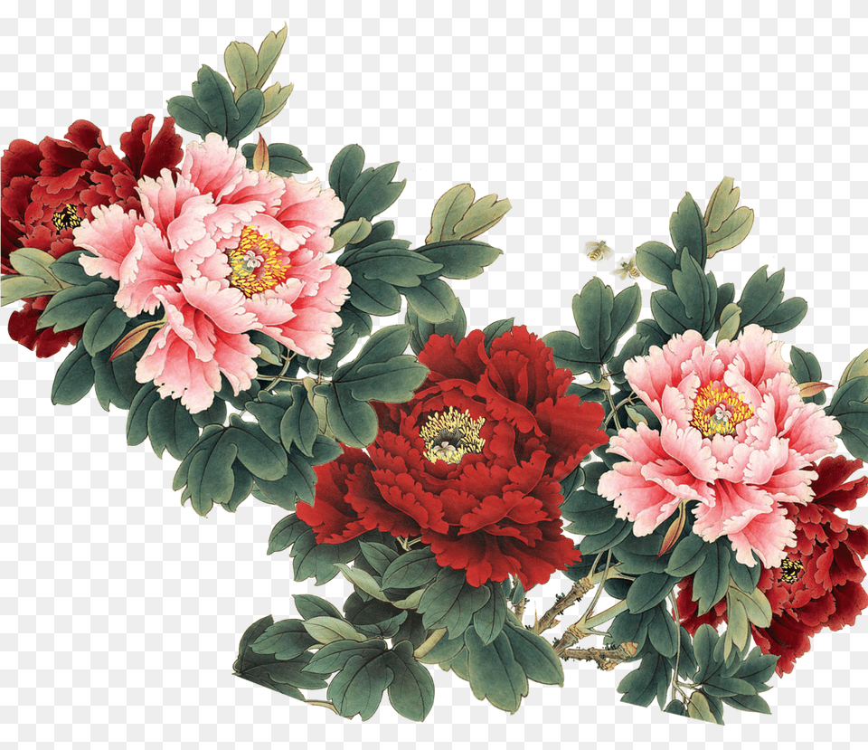 Peony Peony Chinese Painting, Flower Bouquet, Dahlia, Plant, Flower Free Transparent Png