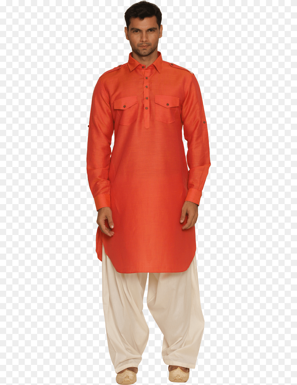 Transparent People In Suits Pathani Kurta In Orange, Clothing, Shirt, Adult, Coat Free Png