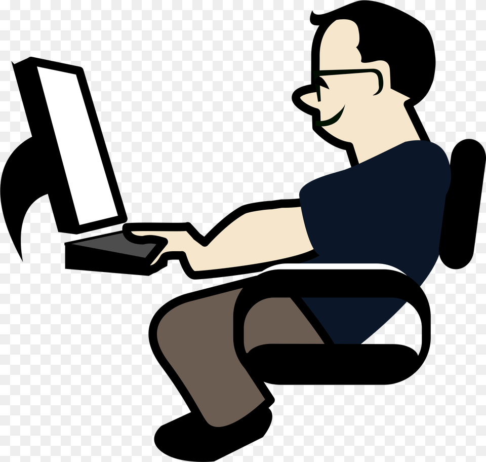 Person On Computer Person On Computer Clipart, Electronics, Laptop, Pc, Sitting Free Transparent Png