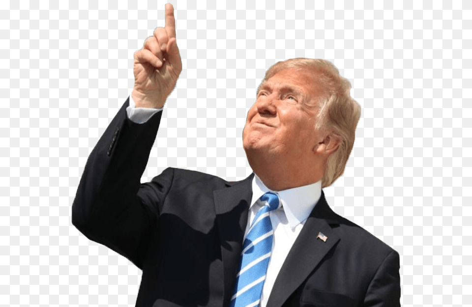Transparent Person Pointing Donald Trump Stares At Eclipse, Accessories, People, Tie, Hand Png Image