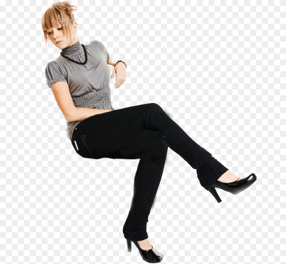 Transparent Person Sitting Back Woman Sitting In Chair, High Heel, Shoe, Clothing, Pants Free Png Download