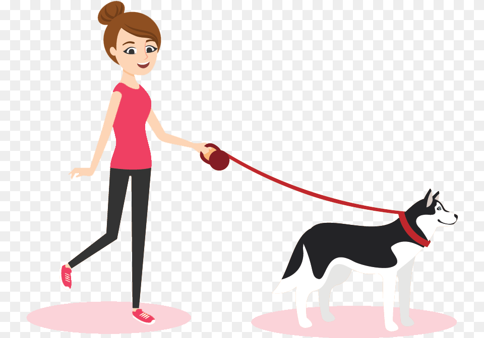 Person Walking Dog Cartoon Person Walking Their Dog, Accessories, Strap, Girl, Child Free Transparent Png