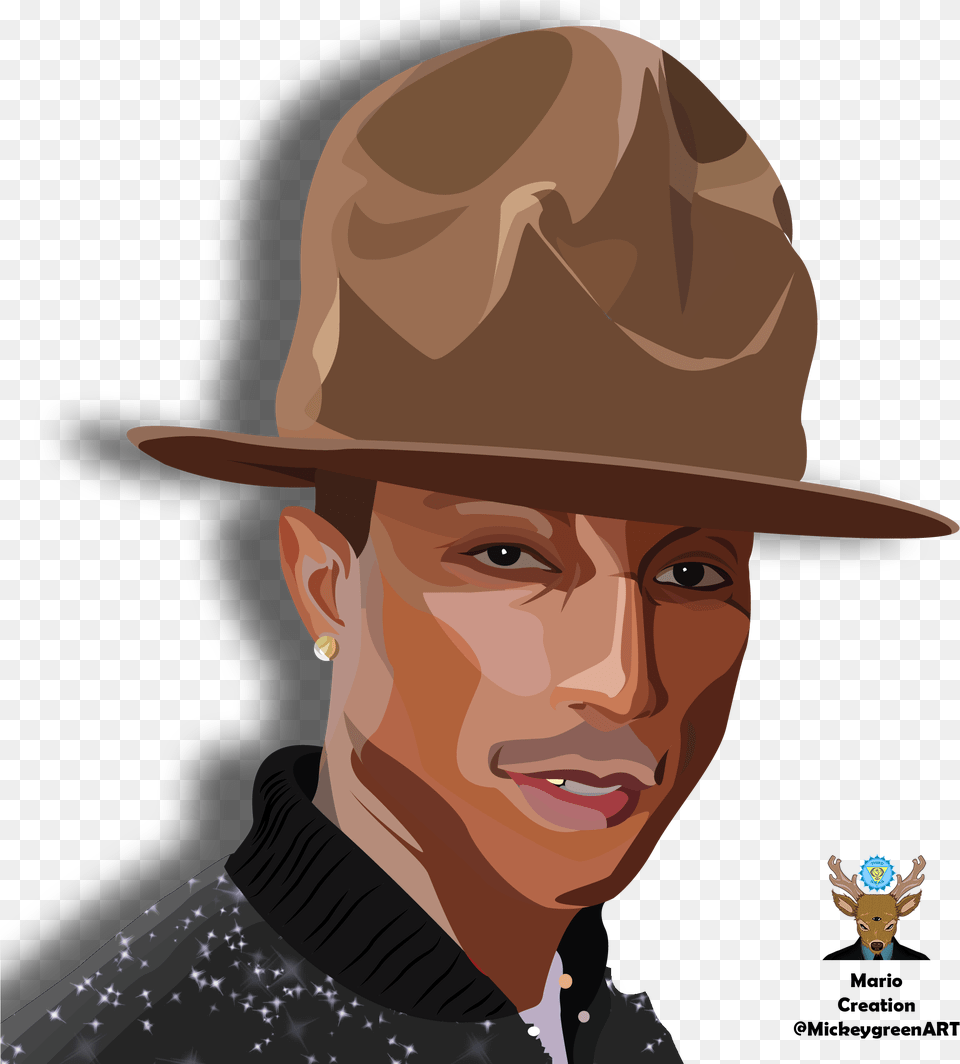 Pharrell Hat Pharrell Vector, Clothing, Sun Hat, Person, Adult Free Transparent Png
