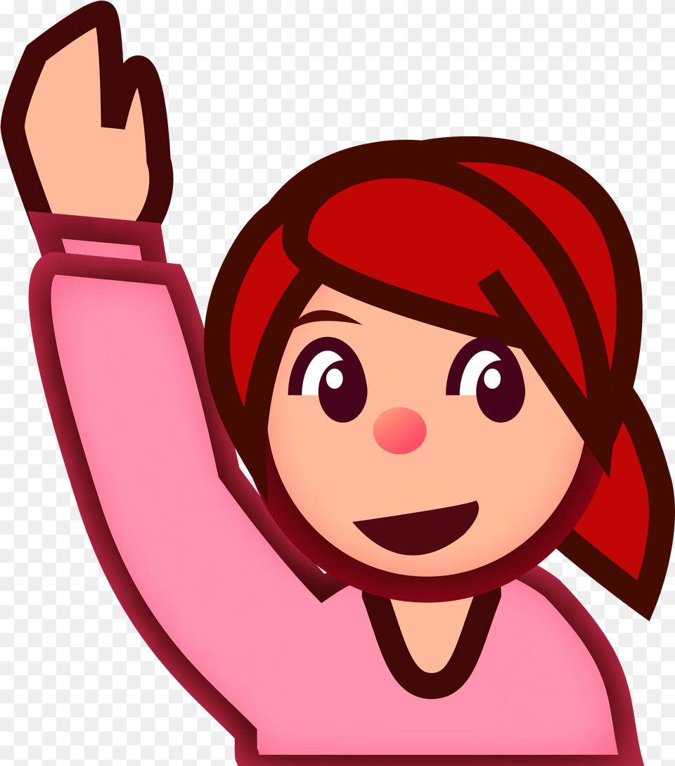 Transparent Pillow Fight Clipart Raising Right Hand Emoji, Head, Person, Face, Baby Free Png