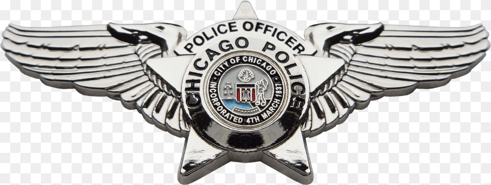 Transparent Pilot Wings Chicago Police With Wings, Badge, Logo, Symbol, Emblem Free Png