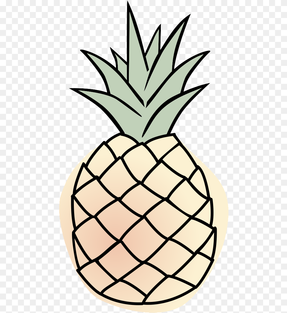 Transparent Pineapple Clipart No Background Pineapple Cartoon Black And White, Food, Fruit, Plant, Produce Png
