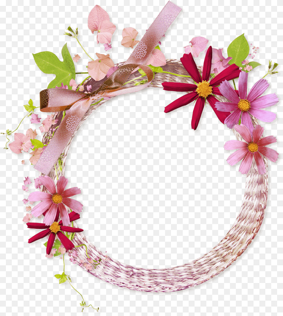 Pink Background Flower Background With Circle Frame, Flower Arrangement, Plant Free Transparent Png