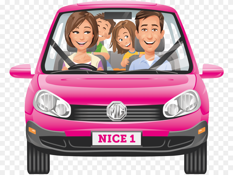 Transparent Pink Car We There Yet Kids, License Plate, Transportation, Vehicle, Person Free Png