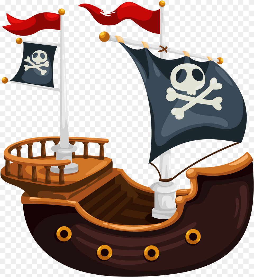 Transparent Pirate Ship Clipart Clipart Cartoon Pirate Ship, Person, Bulldozer, Machine, Transportation Free Png Download