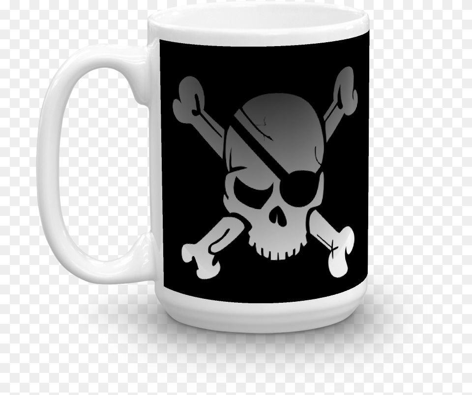 Transparent Pirate Skull Bones And Skull Pirate Flag, Cup, Beverage, Coffee, Coffee Cup Png Image