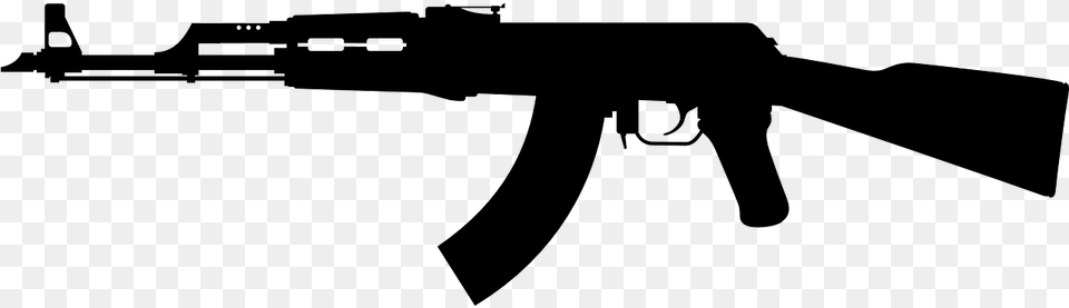 Transparent Pistol Silhouette Ak 47 Vector, Gray Free Png Download