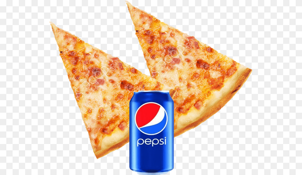 Transparent Pizza Slice Clipart 2 Pizza Slice And Soda, Food, Advertisement, Can, Tin Free Png