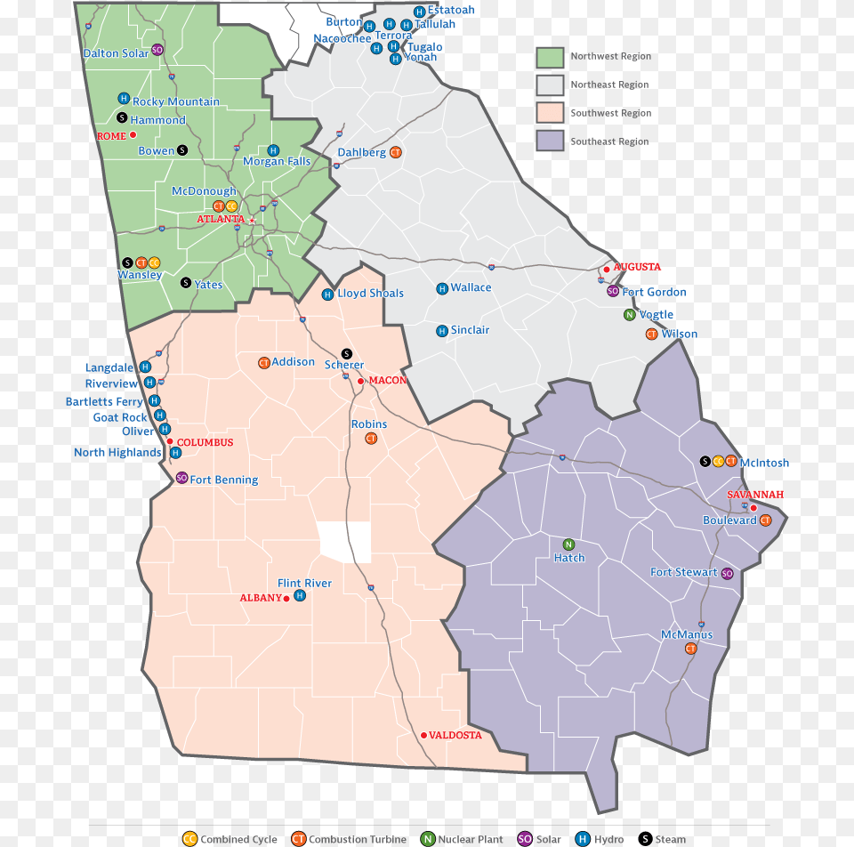 Transparent Plan View Plants Map Of Georgia Power Plants, Chart, Plot, Atlas, Diagram Png