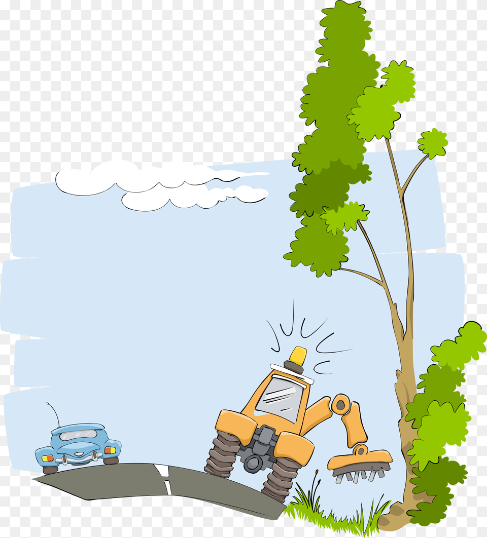 Transparent Plants Clipart Mowing The Pasture, Grass, Plant, Tree, Bulldozer Png Image