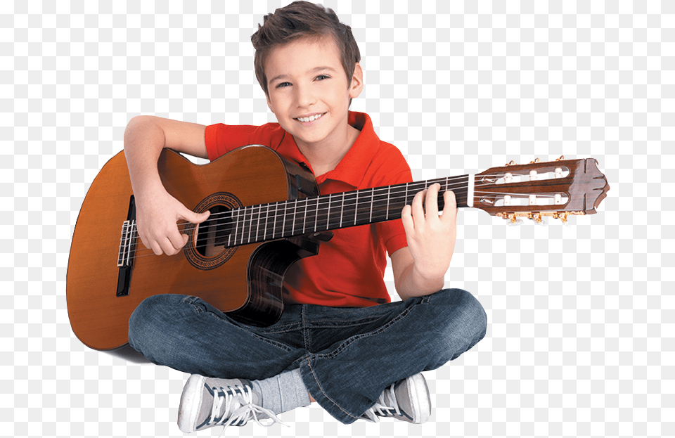 Play Guitar Clipart Boy Playing Acoustic Guitar, Musical Instrument, Child, Person, Male Free Transparent Png
