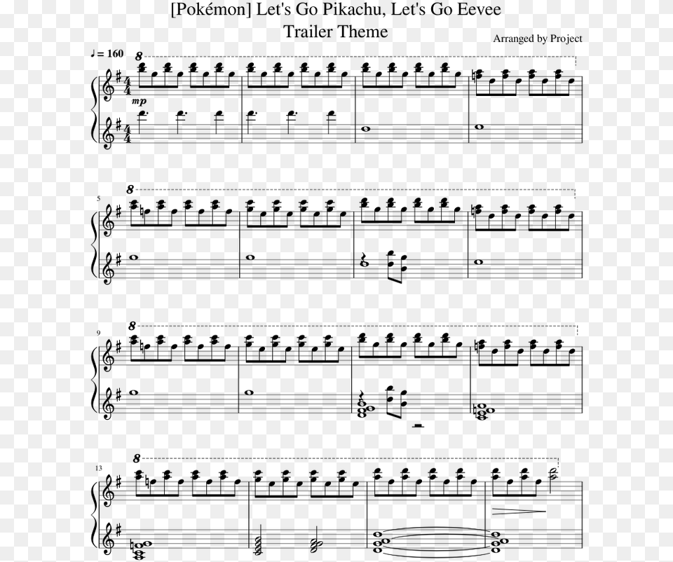 Transparent Pokemon Go Pikachu Romance Without Words Piano Sheet Music, Gray Free Png