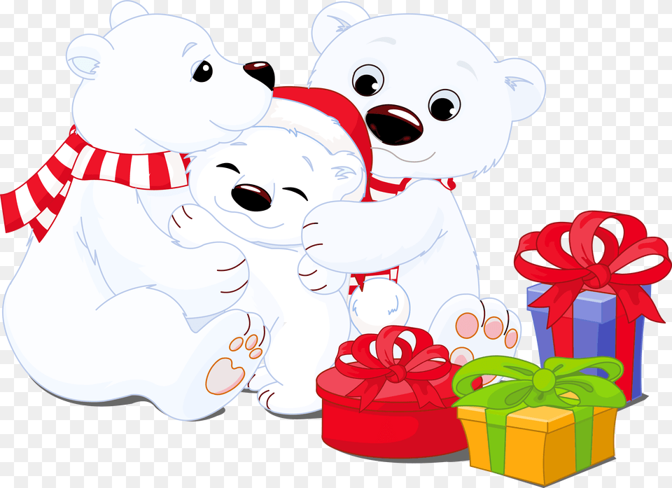 Transparent Polar Bears With Gifts Clipart Christmas Polar Bear Clipart, Animal, Mammal, Wildlife Free Png Download