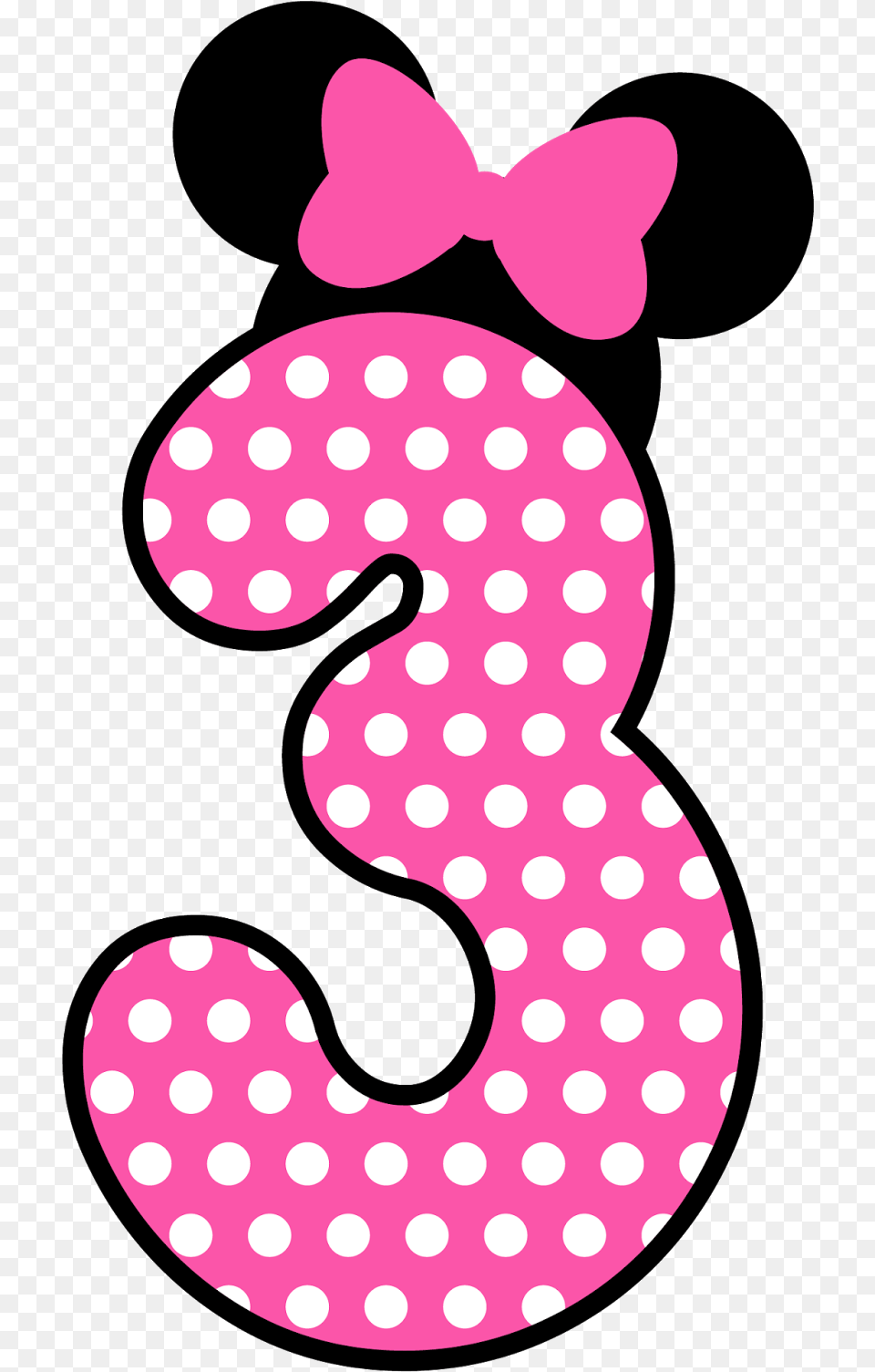 Transparent Polka Dot Number 1 Clipart Minnie Mouse 3, Symbol, Pattern, Text Png