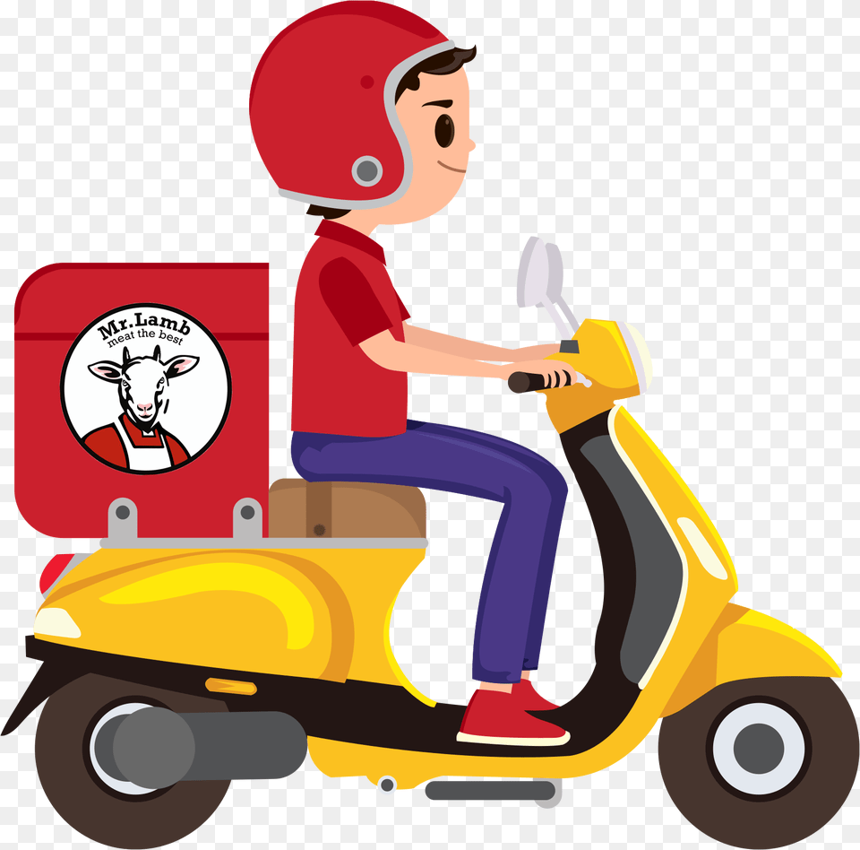 Transparent Pork Chop Clipart Food Delivery Man, Vehicle, Scooter, Transportation, Motorcycle Png Image