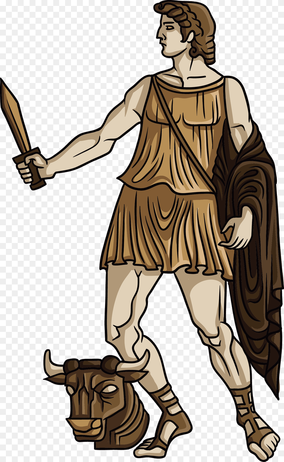 Transparent Poseidon Clipart Greek Mythology Theseus Cartoon, Person, Face, Head, Art Free Png Download