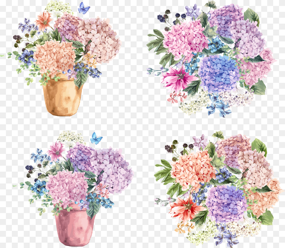 Transparent Potted Flower Clipart Flowers Watercolor Pot, Plant, Flower Arrangement, Flower Bouquet, Geranium Free Png