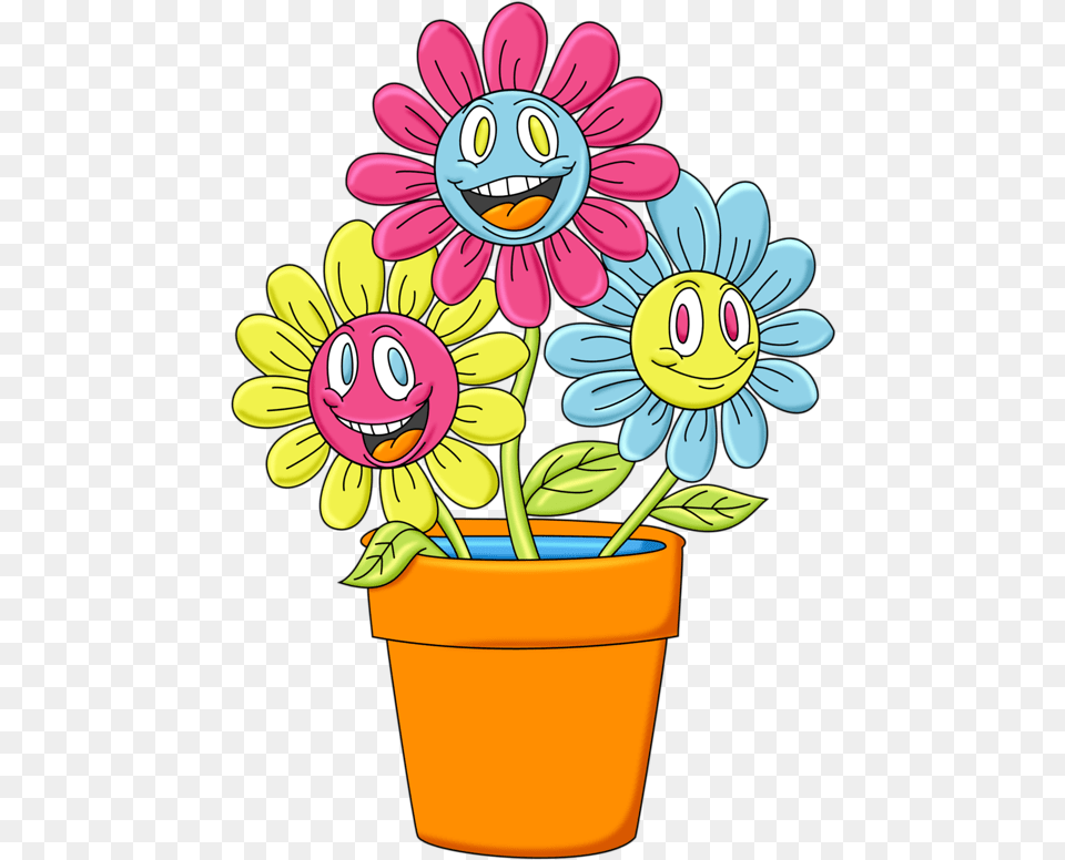 Transparent Potted Flowers Cartoon Image Of Flower Pot, Daisy, Plant, Potted Plant, Cookware Free Png Download