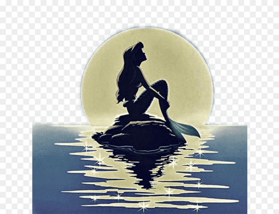 Transparent Princess Silhouette Ariel Little Mermaid Moon, Sea, Water, Nature, Outdoors Free Png