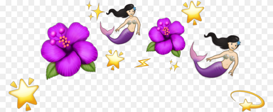 Transparent Purple Mermaid Clipart Emoji Flower Crown, Plant, Adult, Person, Woman Png