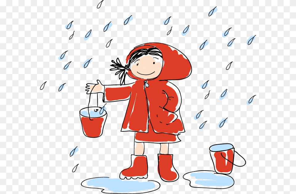 Transparent Rain Clipart Collecting Rain Water In Buckets, Clothing, Coat, Baby, Person Png