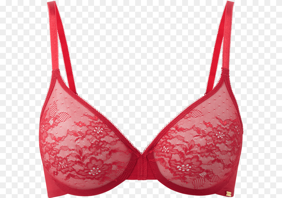 Transparent Red Lace Bra 34c, Clothing, Lingerie, Underwear, Accessories Png Image