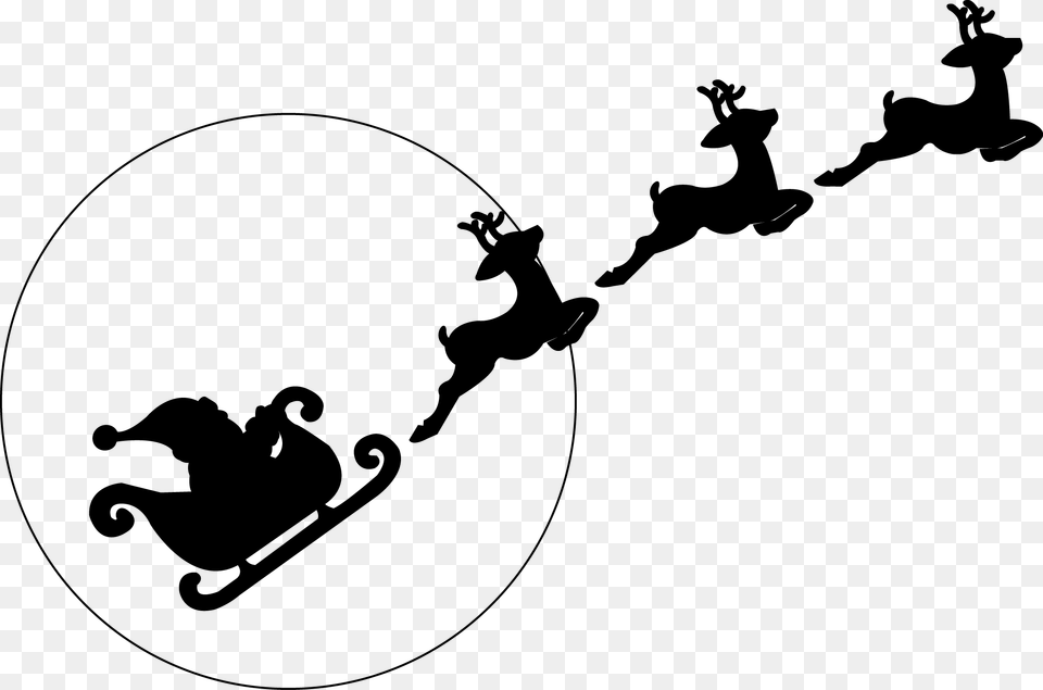 Transparent Reindeer Silhouette Sleigh And Reindeer Silhouettes, Stencil, Animal, Canine, Dog Png Image