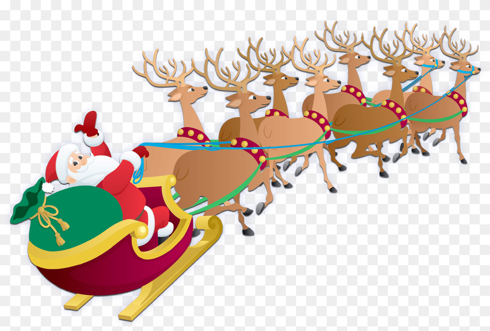 Transparent Reindeer Sleigh Christmas Pictures Santa Sleigh, Outdoors, Sled, Nature, Snow Png Image