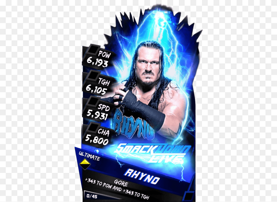 Transparent Rhyno Wwe Supercard Ultimate Cards, Advertisement, Poster, Adult, Male Png