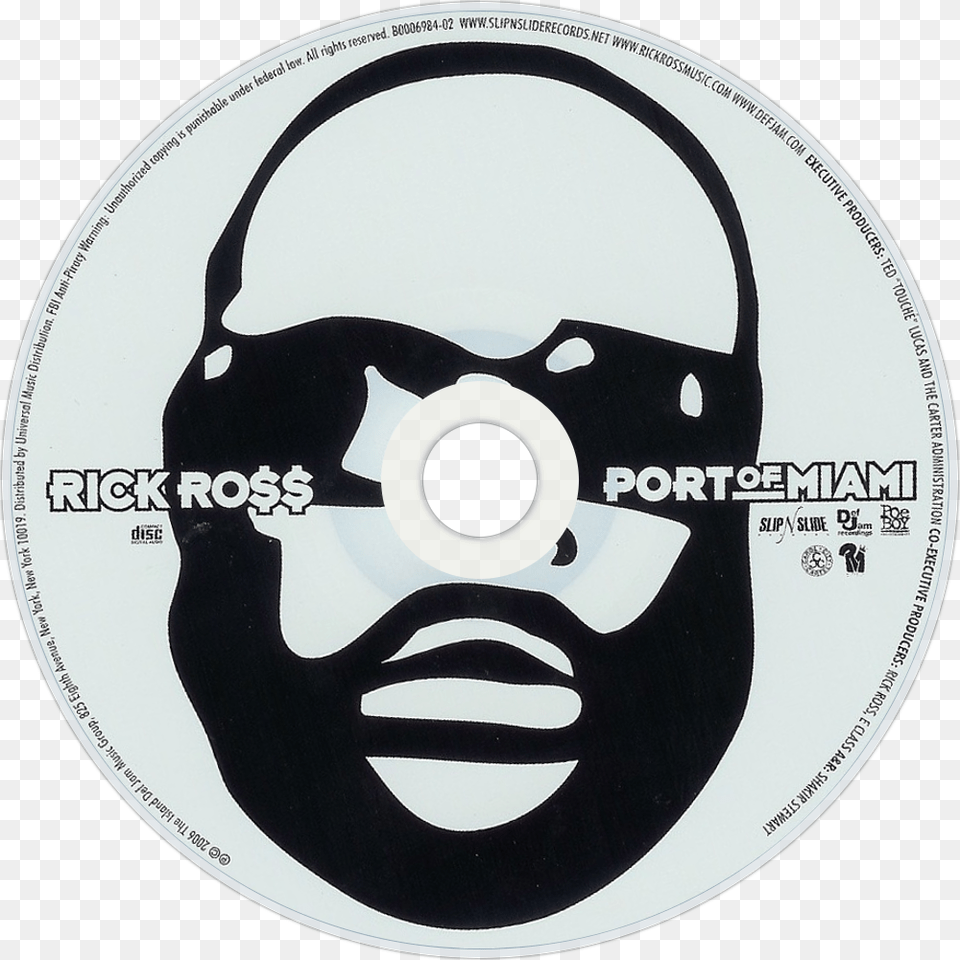 Transparent Rick Ross Rick Ross Port Of Miami Cd, Disk, Dvd, Person, Face Png Image