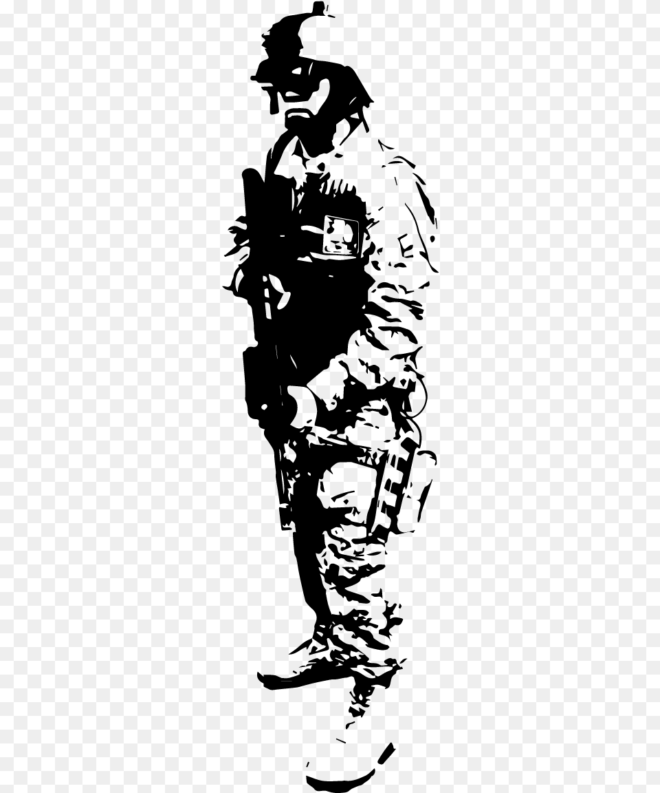 Rifle Silhouette Soldier Vector Art, Gray Free Transparent Png