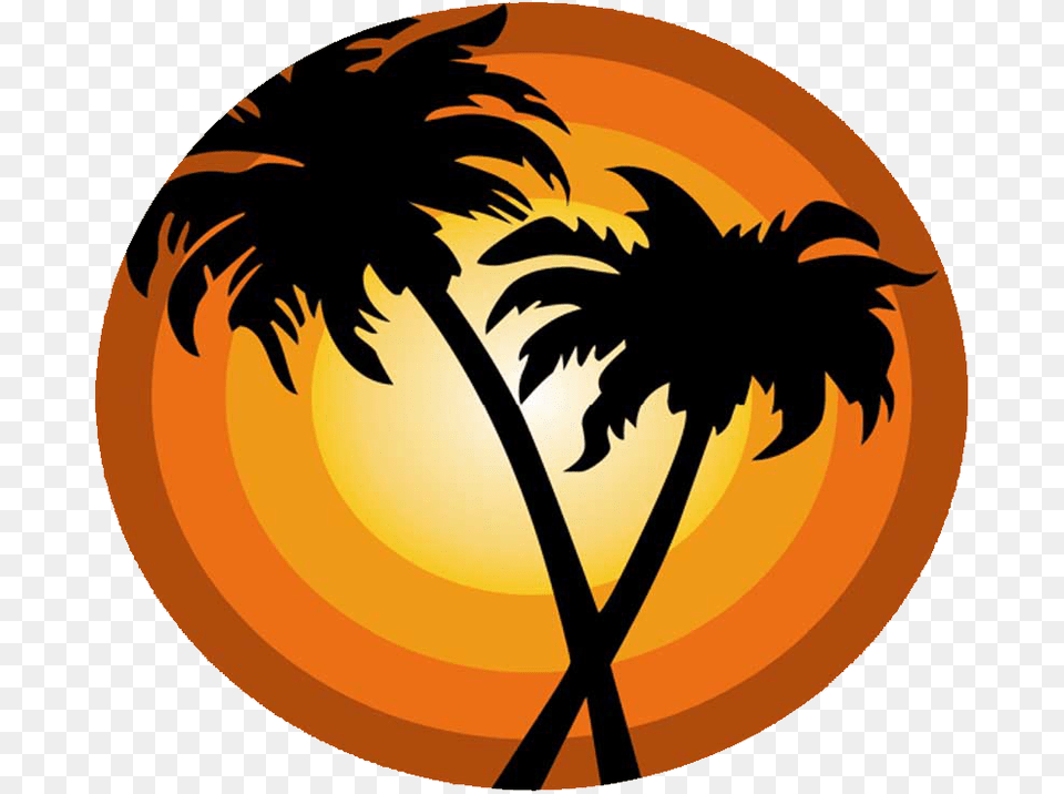 Transparent Rock Band Silhouette Transparent Palm Tree Outline, Nature, Outdoors, Sky, Sun Free Png Download