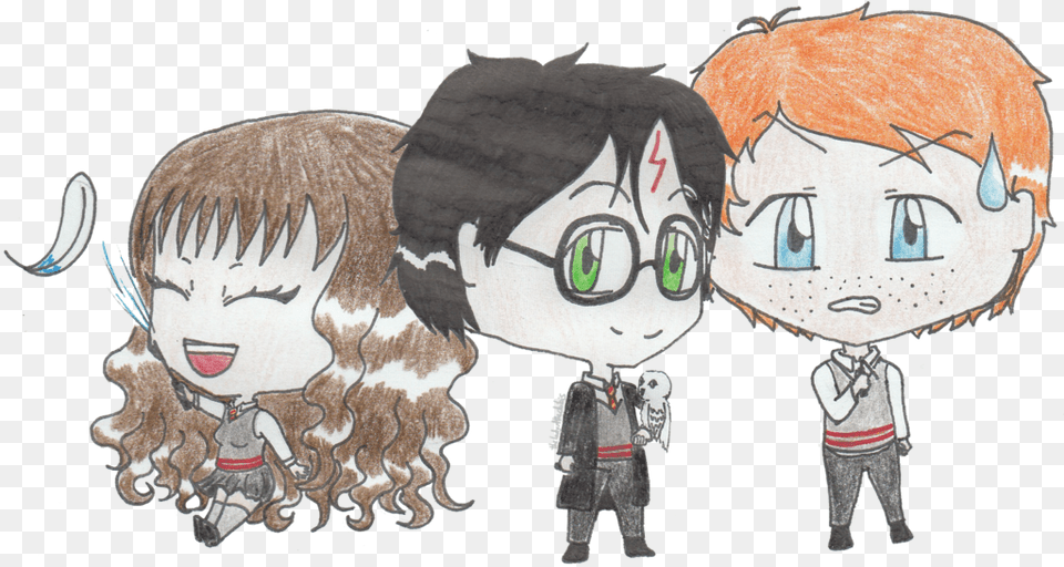 Transparent Ron Weasley Hermione Granger Chibi Art, Publication, Comics, Book, Boy Free Png