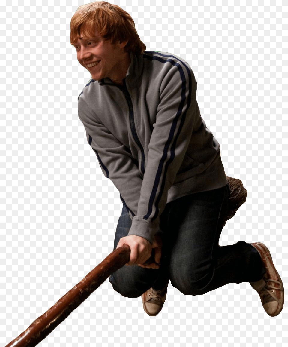 Transparent Ron Weasley Riding A Broomstick Ron Weasley On A Broom, Portrait, Clothing, Photography, Face Free Png Download