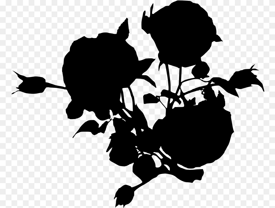 Transparent Rose Stencil Rose, Gray Free Png