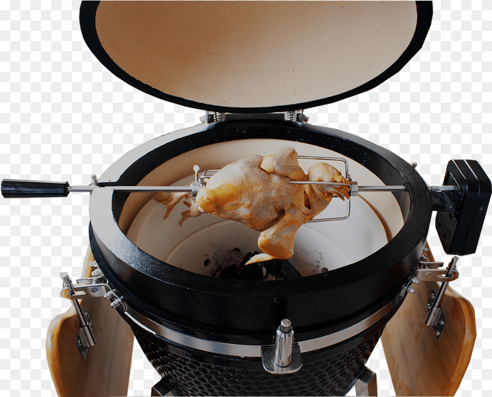 Transparent Rotisserie Chicken Pollo En Asador Kamado, Food, Meal, Dish, Drum Free Png Download