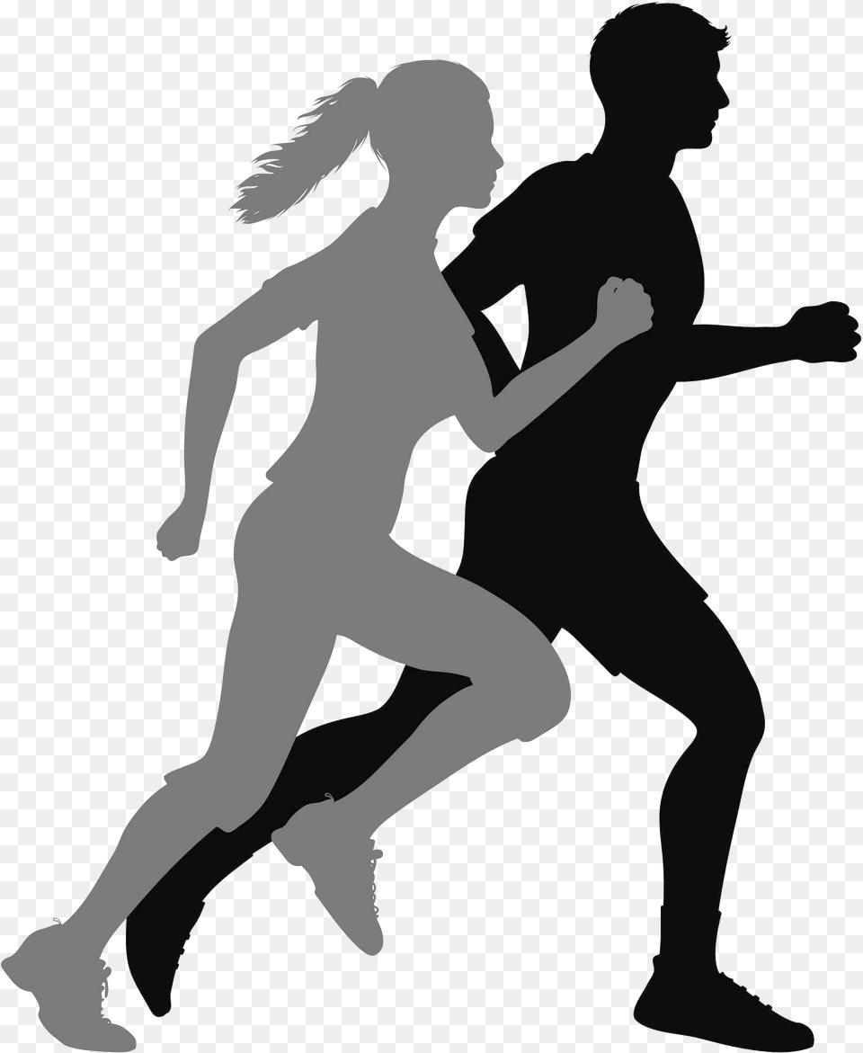 Runner Silhouette Running Man And Woman Silhouette, Dancing, Leisure Activities, Person, Adult Free Transparent Png