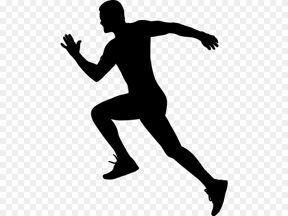 Transparent Runners Clipart Man Running Silhouette Clipart, Gray Png