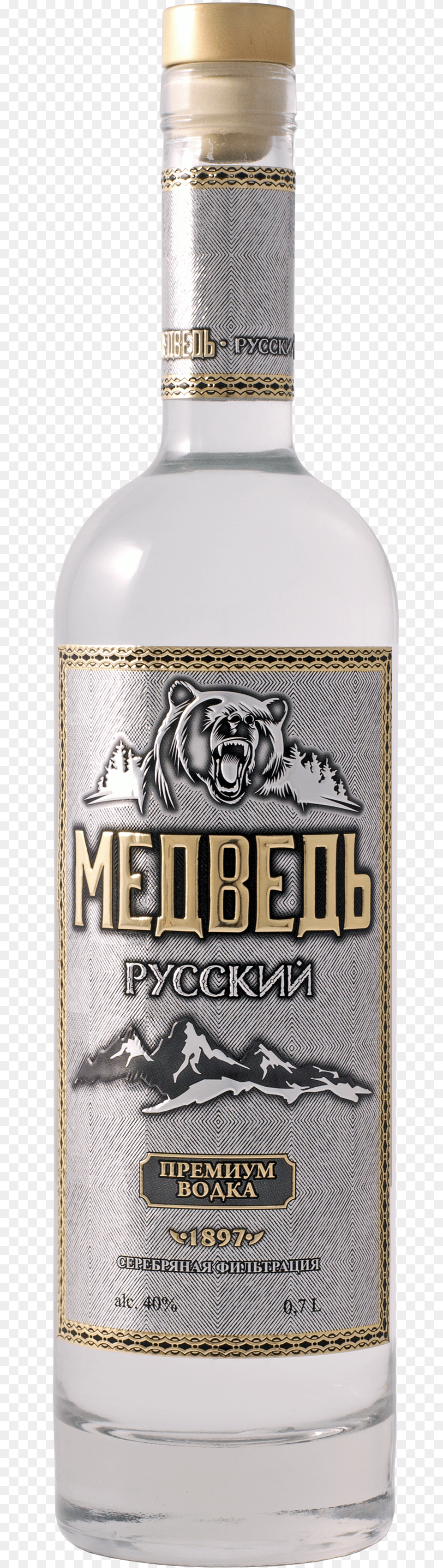 Transparent Russian Bear Vodka Russkij Medved, Alcohol, Beverage, Liquor, Gin Free Png